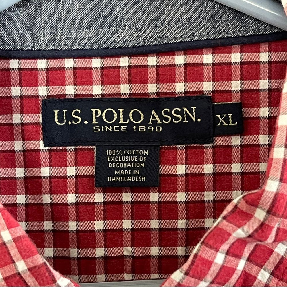 U.S. Polo Assn. Long Sleeve Plaid Button-Down Shirt XL 100% Cotton EUC - Picture 3 of 8